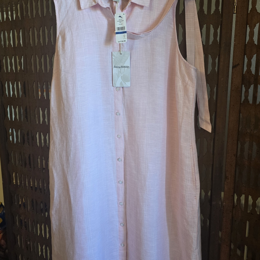 NWT Tommy Bahama Light Pink Linen Dress Size XL - Picture 3 of 12